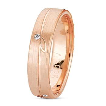 Sparkling Leaf Damering i 14 karat Rosa guld med 4 stk Diamanter Wesselton / VS