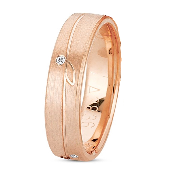 Sparkling Leaf Damering i 14 karat Rosa guld med 4 stk Diamanter Wesselton / VS