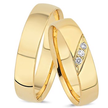 Nuran vielsesring i 14 karat guld med 0,06 ct diamanter – A4008-14G
