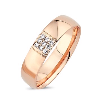 Love 14 karat rosa guld Damering med 0,09 ct diamanter Wesselton VS i flot brillant slib