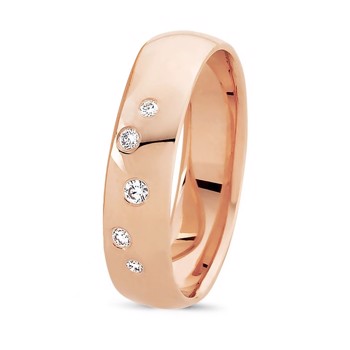 Love 14 karat rosa guld Damering med 0,07 ct diamanter Wesselton VS i flot brillant slib