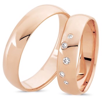Love 14 karat rosa guld Vielsesringe med 0,07 ct diamanter Wesselton VS i flot brillant slib