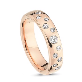 Love Stjernedrys rosa guld Damering med 11 stk diamanter Wesselton VS