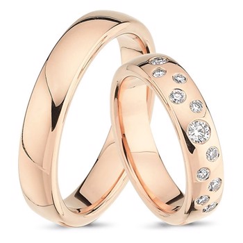 Love Stjernedrys rosa guld Vielsesringe med 11 stk diamanter Wesselton VS