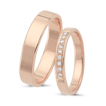 Nuran vielsesring i rødguld med 0,01 ct diamanter – A4122-14R