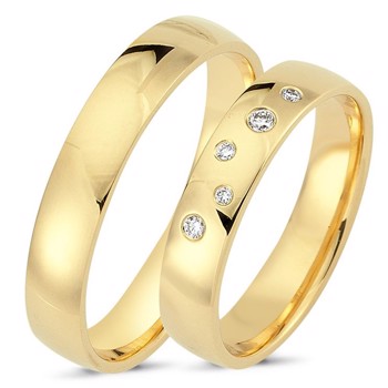 True Love 14 karat guld Vielsesringe med 0,06 ct diamanter wesselton si
