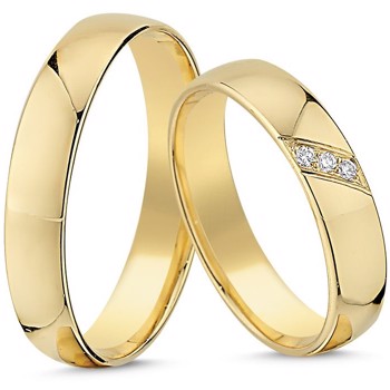 True Love 14 karat gult guld Vielsesringe med 0,045 ct diamanter Wesselton si