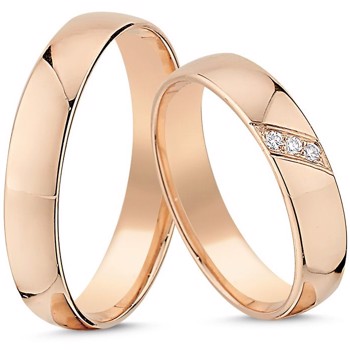 True Love 14 karat rosa guld Vielsesringe med 0,045 ct diamanter Wesselton si
