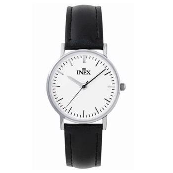 INEX Classic dameur i rustfri stål med sort læderrem – A56534S0I