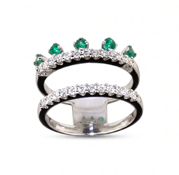 Margherita ring med 0,40 ct smaragder & 0,51 ct brillant i 18 kt hvidguld