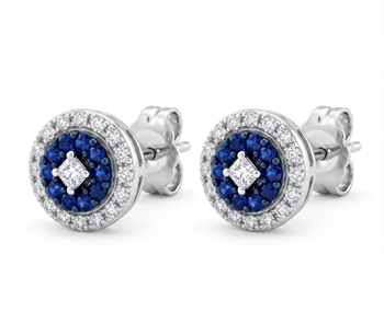 Margherita øreringe med 0,24 ct safir & 0,40 ct brillant i 18 kt hvidguld