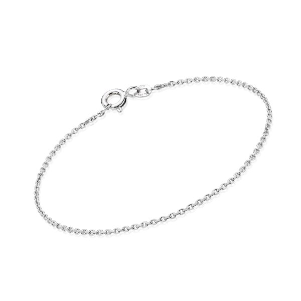 14 kt Hvidgulds Anker Facet Guld Armbånd, 18½ cm og 1,3 mm (Tråd 0,40) – BNH