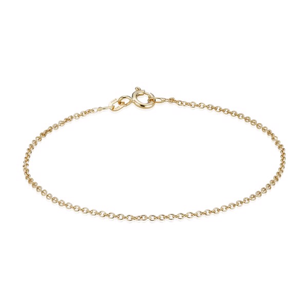 Rund Anker halskæde i 14 karat guld 1,5 mm bred / tråd 0,4 mm og længde 50 cm med ekstra ring ved 45 cm