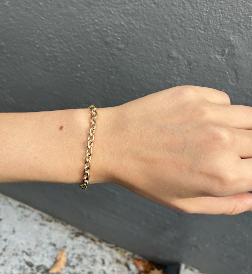 14 kt Rund Anker Guld armbånd, 5,6 mm bred (tråd 1,7 mm) og 18½ cm