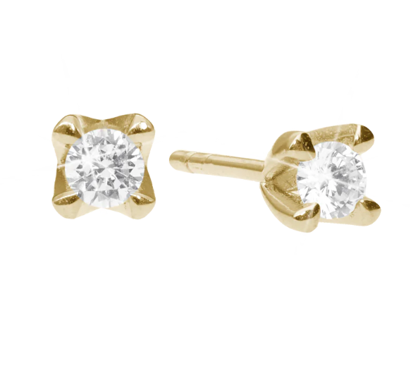 Aagaard Elya Ørestikker, 8 karat guld m /2 1,0 ct labgrown