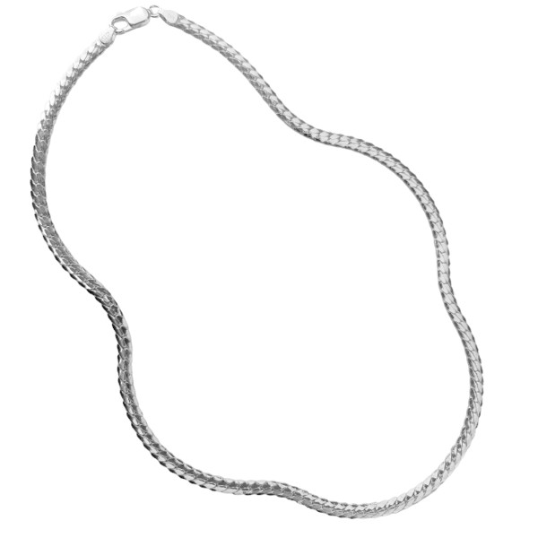 Slange halskæde i sterling sølv, halvrund 3,2 mm bred og 1,2 mm tyk, 42 cm lang