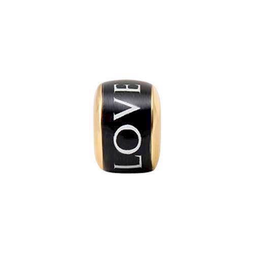 Christina Love Black charm – forgyldt sølv, 6 mm til Classic læderarmbånd