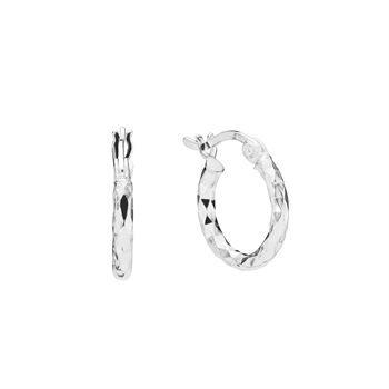Creoler i sterling sølv med diamanter, 10 mm – Lund Copenhagen