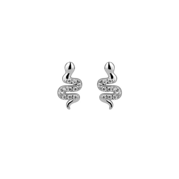 Model ESS010320-02, Petite Boa øreringe i sølv med zirkonia fra NAVA Copenhagen L. 11 mmi Sterling sølv