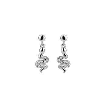 Model ESS010320-06, Boa øreringe i sølv med zirkonia fra NAVA Copenhagen L. 18 mmi Sterling sølv