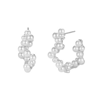 Model ESS010623-08, Payada creol øreringe i sølv med perler fra NAVA Copenhagen Ø. Ca 30 mmi Sterling sølv