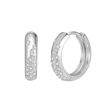 Model ESS011222-06, Astra - Chunky creoler med zirkoner, NAVA Cph Diameter: 1,2 cmi Sterling sølv