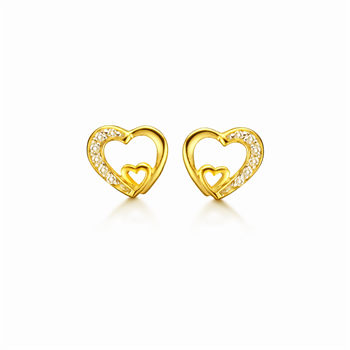 Ørestikker i forgyldt sølv med zirkonia, 7 x 10 mm – Støvring Design