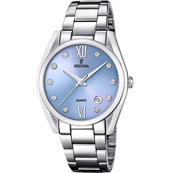 Festina Ladies Boyfriend Stål med zikoner på skiven quartz dame ur, model F16790/B
