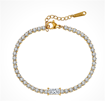 Armbånd i forgyldt sølv med zirkonia, 11 x 13 mm – Støvring Design