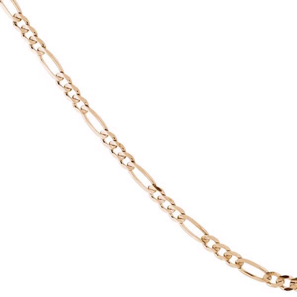 Figaro 8 karat guld ankel kæde bredde 2,8 mm (tråd 0,85) længde 26 cm med ring i 24 cm