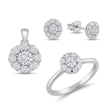Florea smykkesæt, med i alt 0,75 ct Diamant i 14 kt hvidguld