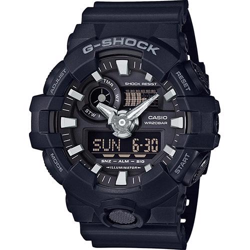 G-Shock mat sort resin med stål quartz multifunktion (5522) Herre ur fra Casio, GA-700-1BER