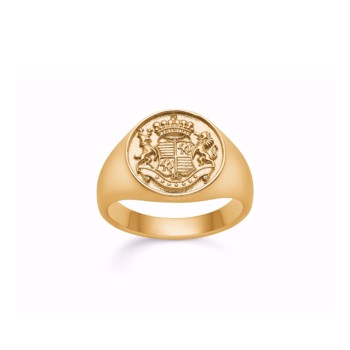 Signet ring I forgyldt stål med emblem