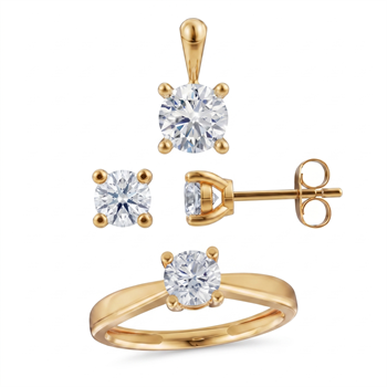 Luxury Solitaire smykkesæt, med i alt 1,50 ct Labgrown diamant i 14 kt guld