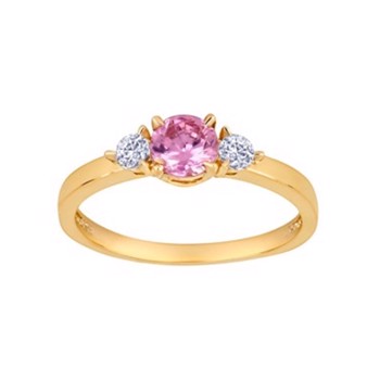 8 karat ring med pink og hvide sten