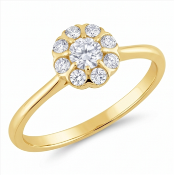 Florea fingerRing, med i alt 0,245 ct Diamant i 14 kt guld