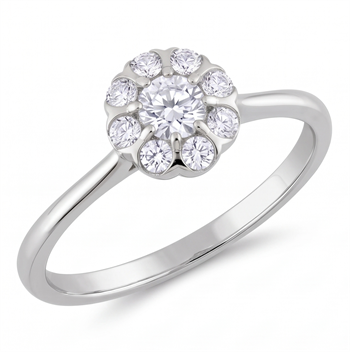 Florea fingerring, med i alt 0,245 ct Diamant i 14 kt hvidguld