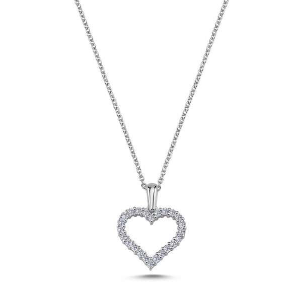 Ø 13,0 mm Diamond Hearts Hjerte vedhæng med 24 x 0,01 ct i 14 kt hvidguld