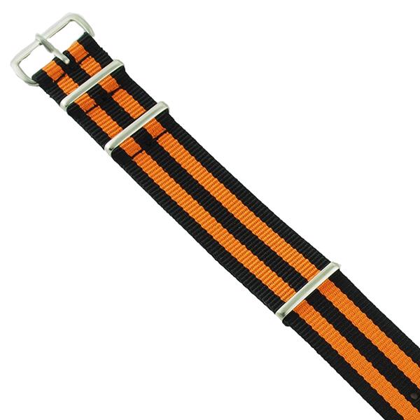 Sort / orange 2 stribet 18 mm nato urrem