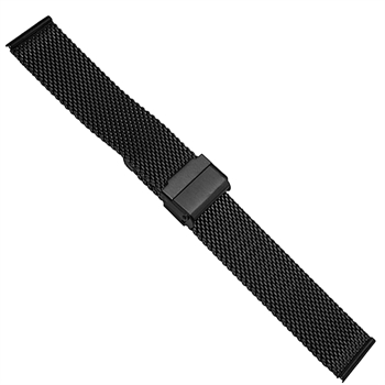 Urlænke PVD sort milanaise med glidelås 0,8mm i tykkelse, 20-24 mm – urrem fra Houmann