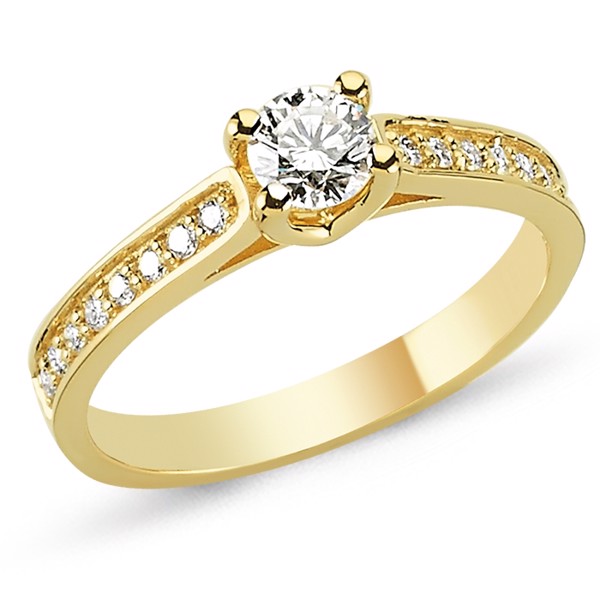 Bella gulds fingerring med 0,15 - 0,43 carat diamanter
