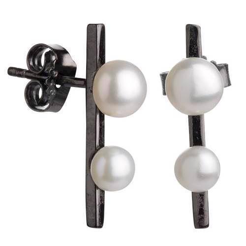 Lieblings  sort sterling sølv stav Ørestik med perler blank ,model PEARLS-E4-SRH