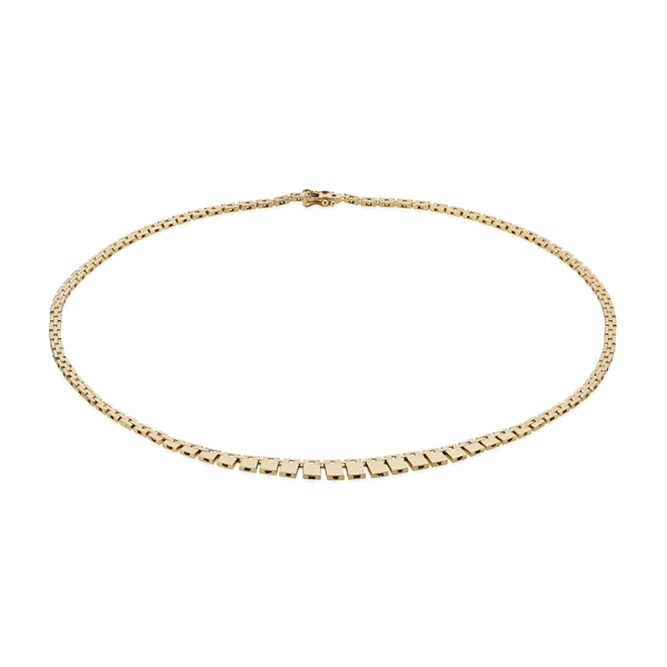 Murstens collier bredde 3 rækker (7,5 mm) i forløb, længde 42 cm i 14 karat massivt guld