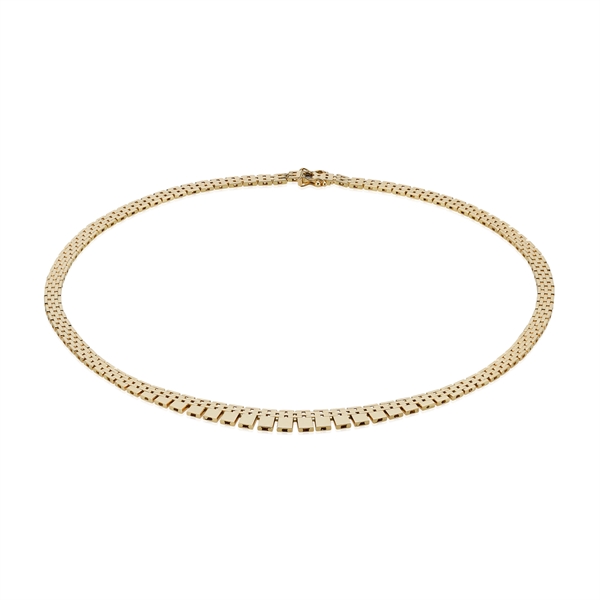 Murstens collier bredde 5 rækker (9,5 mm) i forløb, længde 42 cm i 14 karat massivt guld