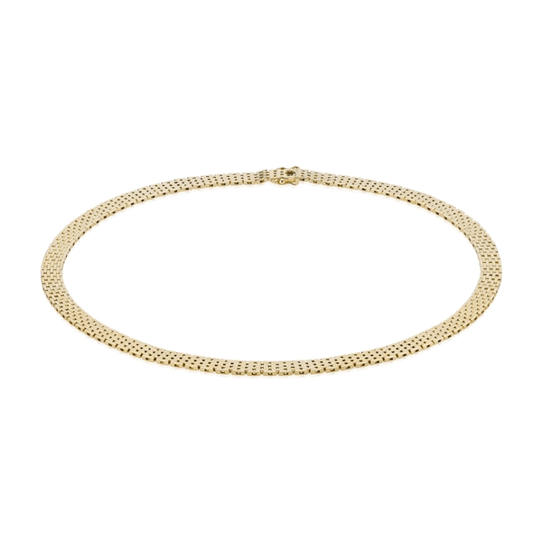 Murstens collier bredde 7 rækker (7,0 mm) lige, længde 42 cm i 14 karat massivt guld