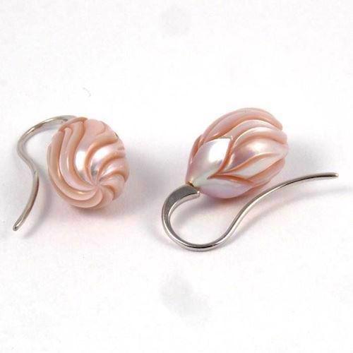 Rosa perle øreringe med 14 karat bøjler, 9-10 mm