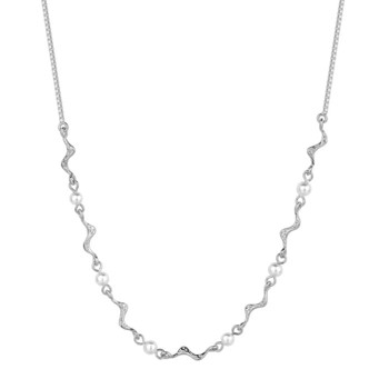 Lorelai - Sølv halskæde med bølger og perler, NAVA Cph