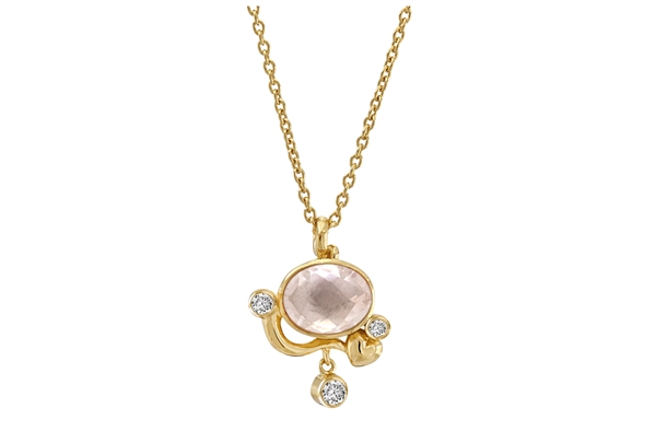 Rabinovich Lovely collier i forgyldt sterling sølv med rosenkvarts