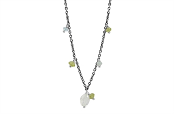 Rabinovich Tinted Heart collier i sterling sølv med peridot og akvamarin