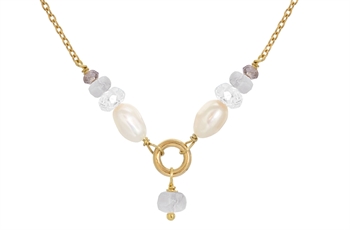 Forgyldt collier, krystal - Cordelia